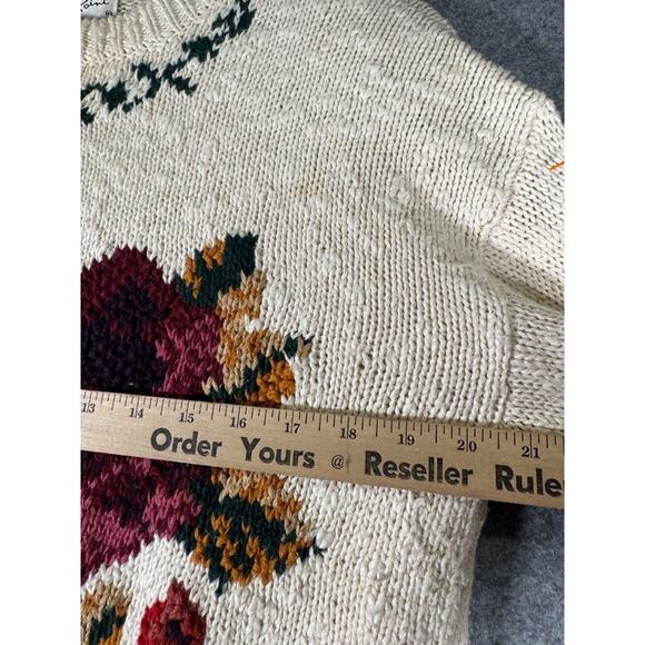 Reference Point Sweater Womens S Petite‎ Embroidered Textured Grannycore Floral - Picture 3 of 6